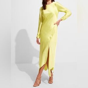 #55 EXPRESS Satin Long Sleeve Asymmetrical Hem
Maxi Dress